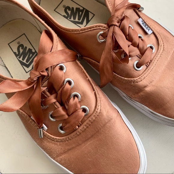Vans Rose Gold Satin Lux Shoes - Picture 4 of 8